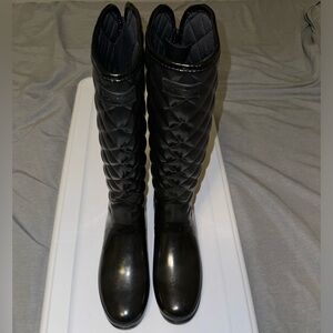 Women’s Hunter Refined Quilted Tall Gloss Rain Boots Size 11
